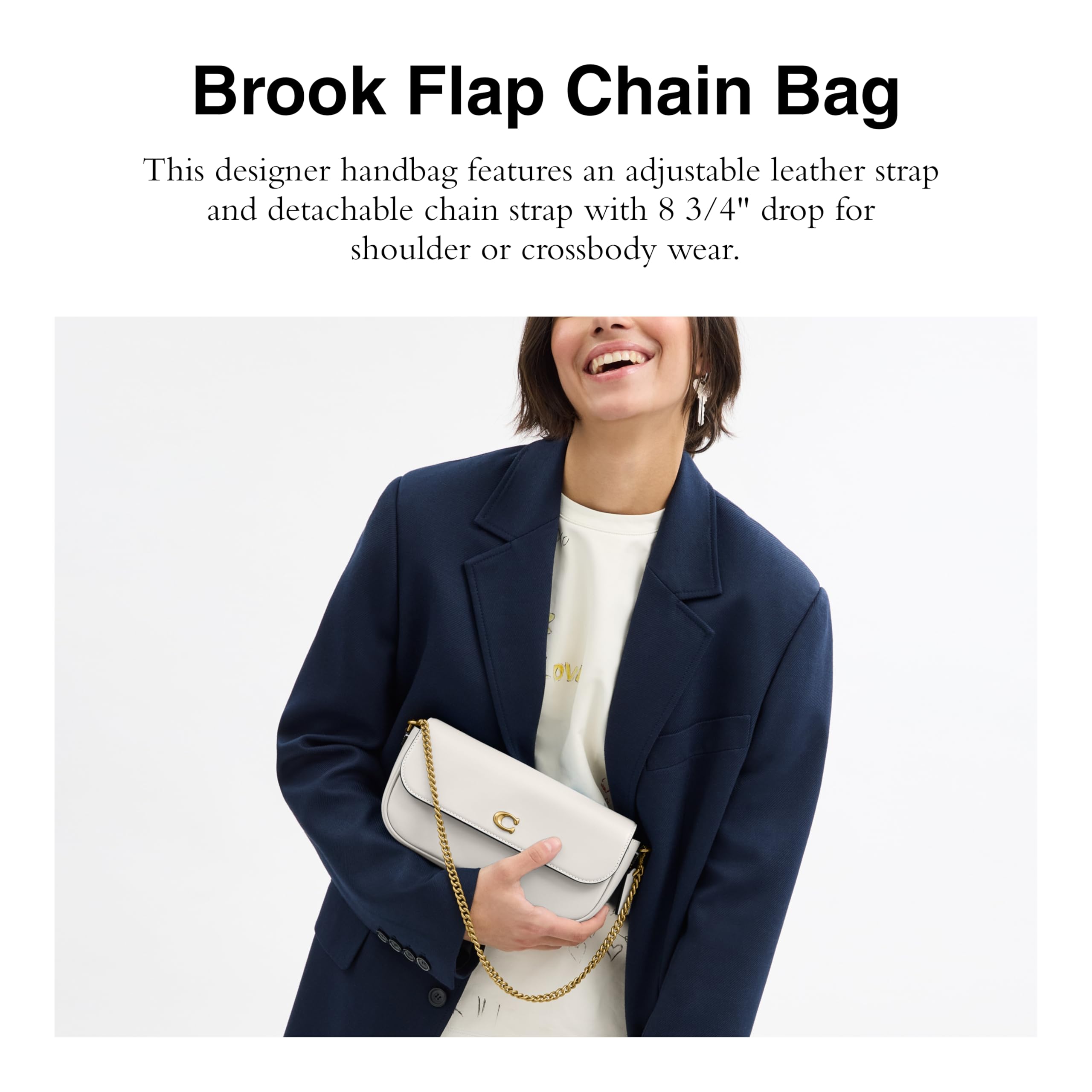 COACH Brook Flap Chain Bag - Bolsa de cadena con solapa esencial Mujer