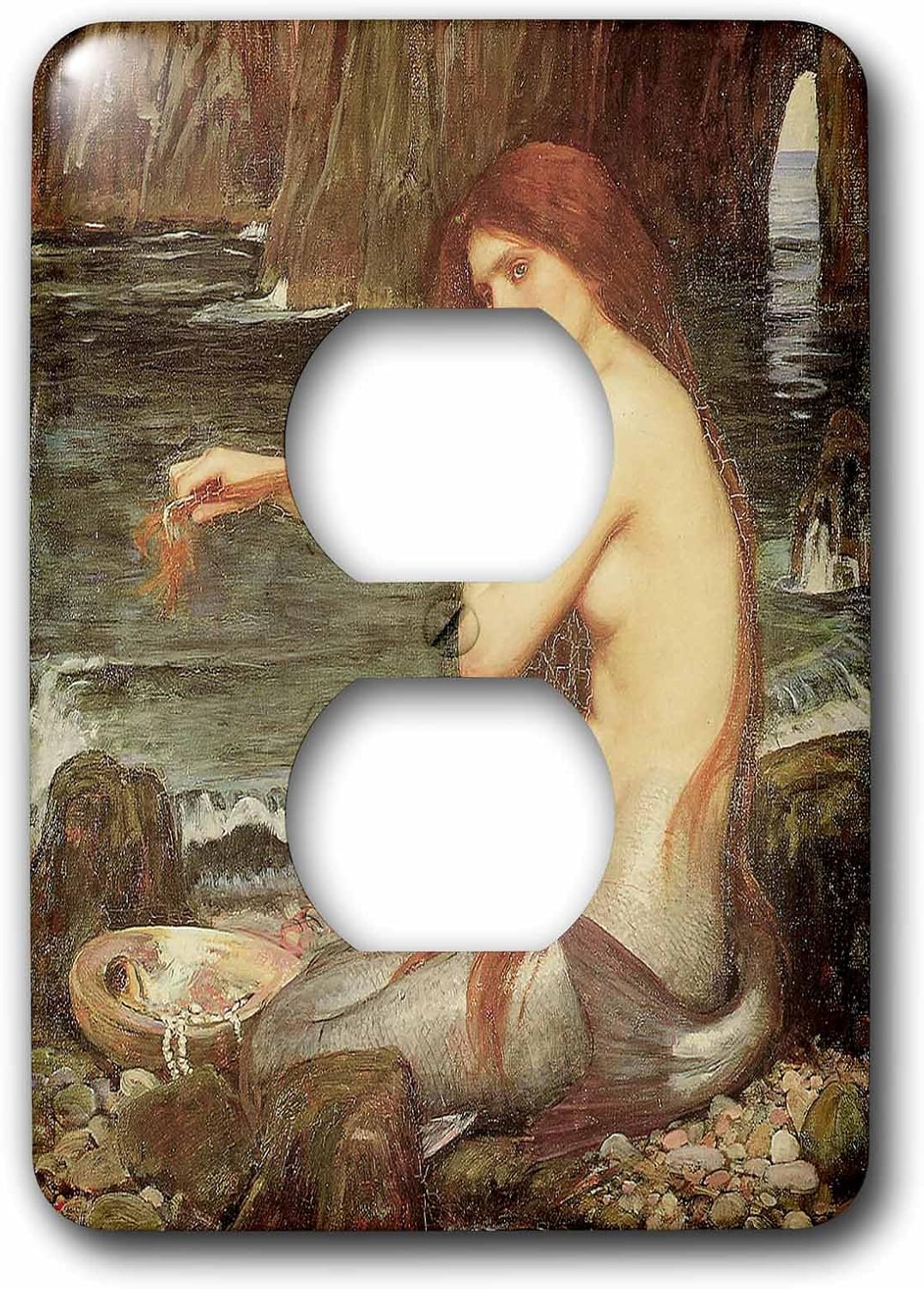 3dRose LLC lsp_127294_6 A Mermaid by John William Waterhouse 2 Plug Outlet Cover