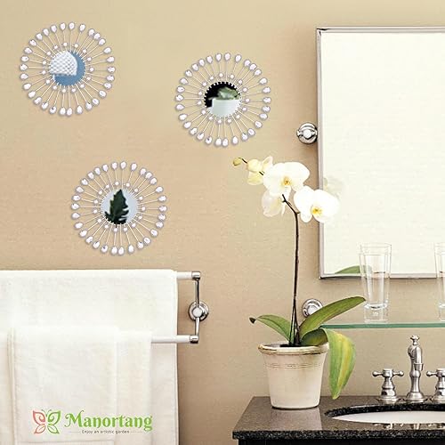 Vista 17 de Manortang Decoración de pared dorada de metal de 9 pulgadas, arte abstracto de sol, luna y estrella, arte de pared adornado con planeta místico