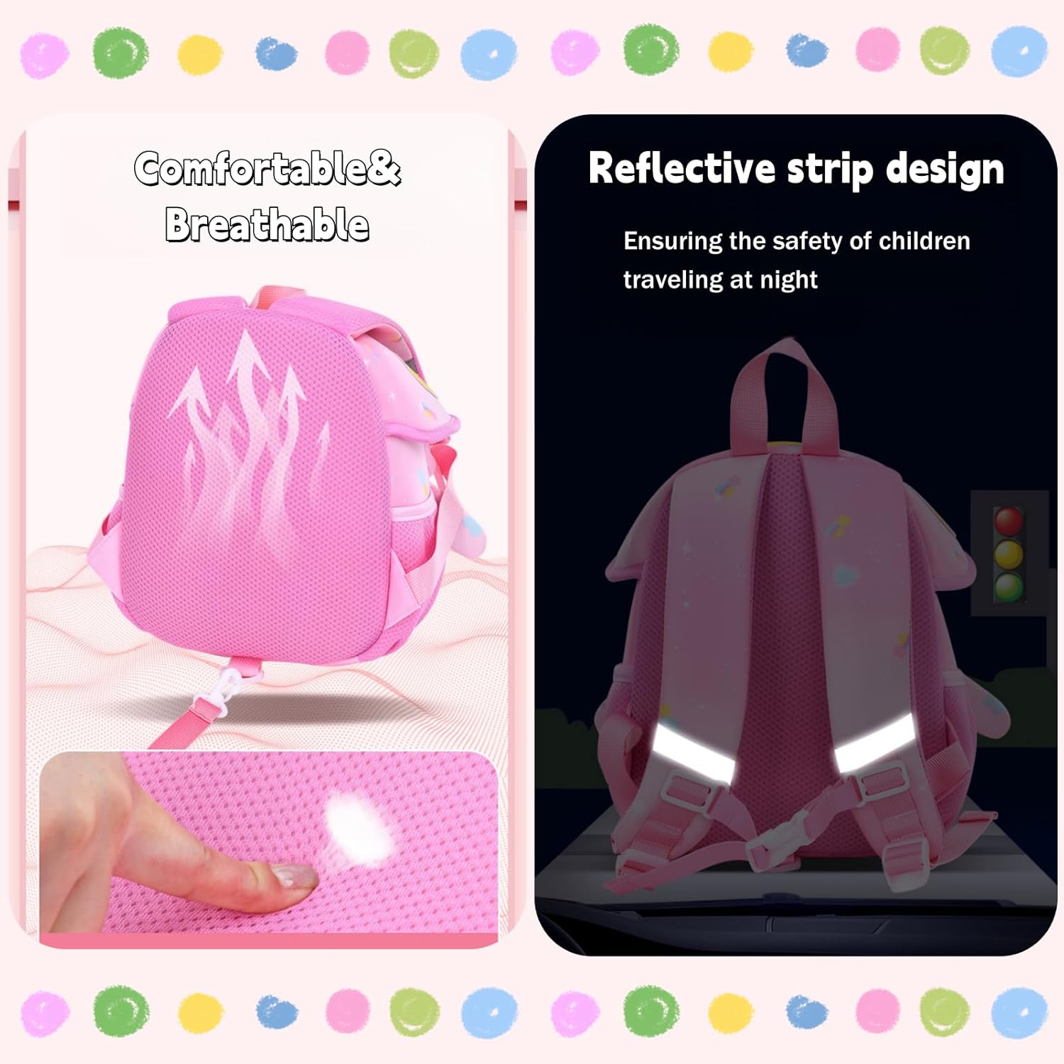 Toddler Backpacks for Girls Boys, Kids Anti-Lost Daycare Bag for School, Cute Kindergarten Preschool Bookbag, Purple - Image 5