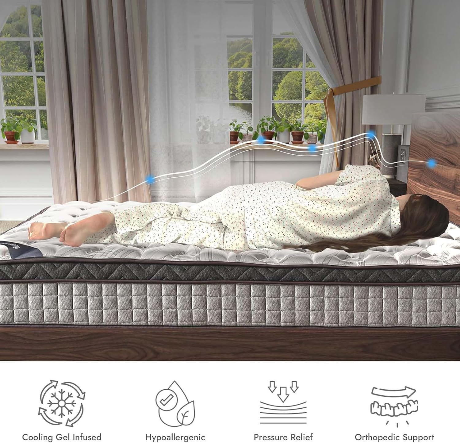 King Mattress, 12 Inch King Size Hybrid Mattress in Box, Gel Memory Foam & Individually Pocket Innerspring Mattress, Medium Firm CertiPUR-US Certified & Fiberglass Free (12", King)