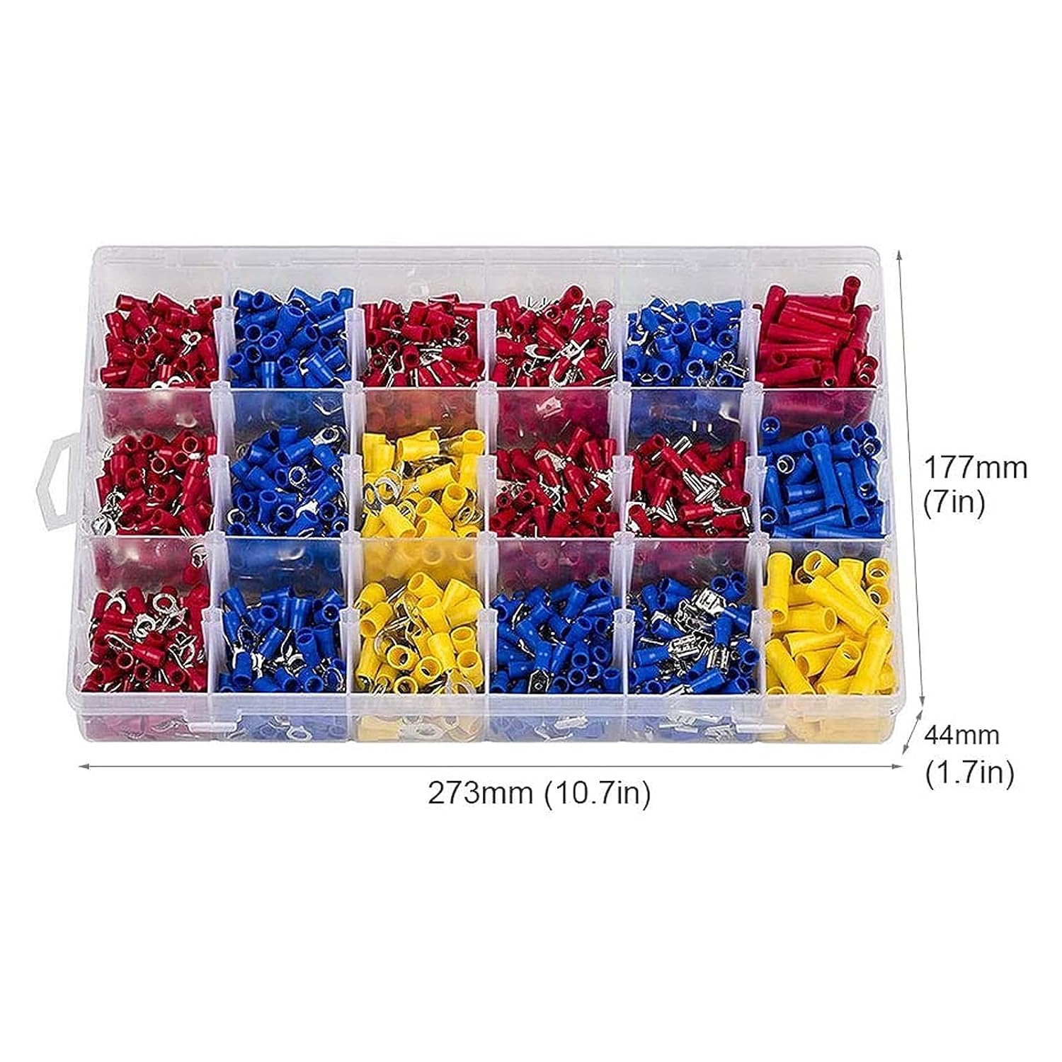 Eagles 1200Pcs Assorted Crimp Terminals, Wire Connectors, Mixed Assorted Lug Kit, Spade Ring Set for Automotive, Electrical Wirings, LED Lighting, Home DIYer(Color: Red, Blue Yellow)