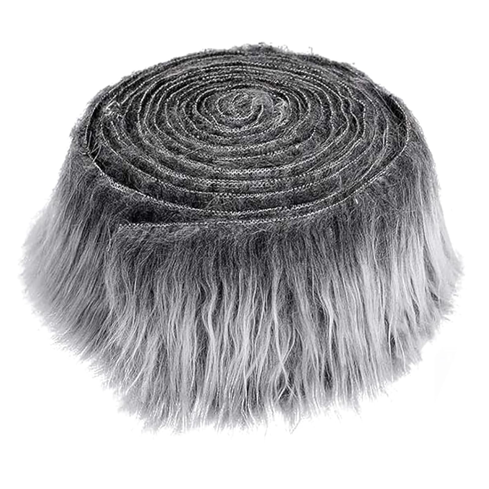 Grey Faux Fur Fabric 5x150 cm, Shaggy Plush Trim Precut Strips, Fluffy Craft Fur for Toy, Gnomes Beard, Santa Claus Costume DIY Craft Christmas Decoration