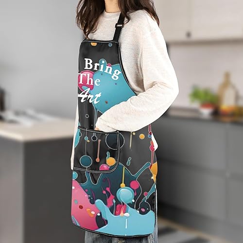 Miniatura 5 de MNIGIU Divertido regalo de pintor I'll Bring The Art Delantal con bolsillos, delantal de pintura para profesor de arte, pintor amante