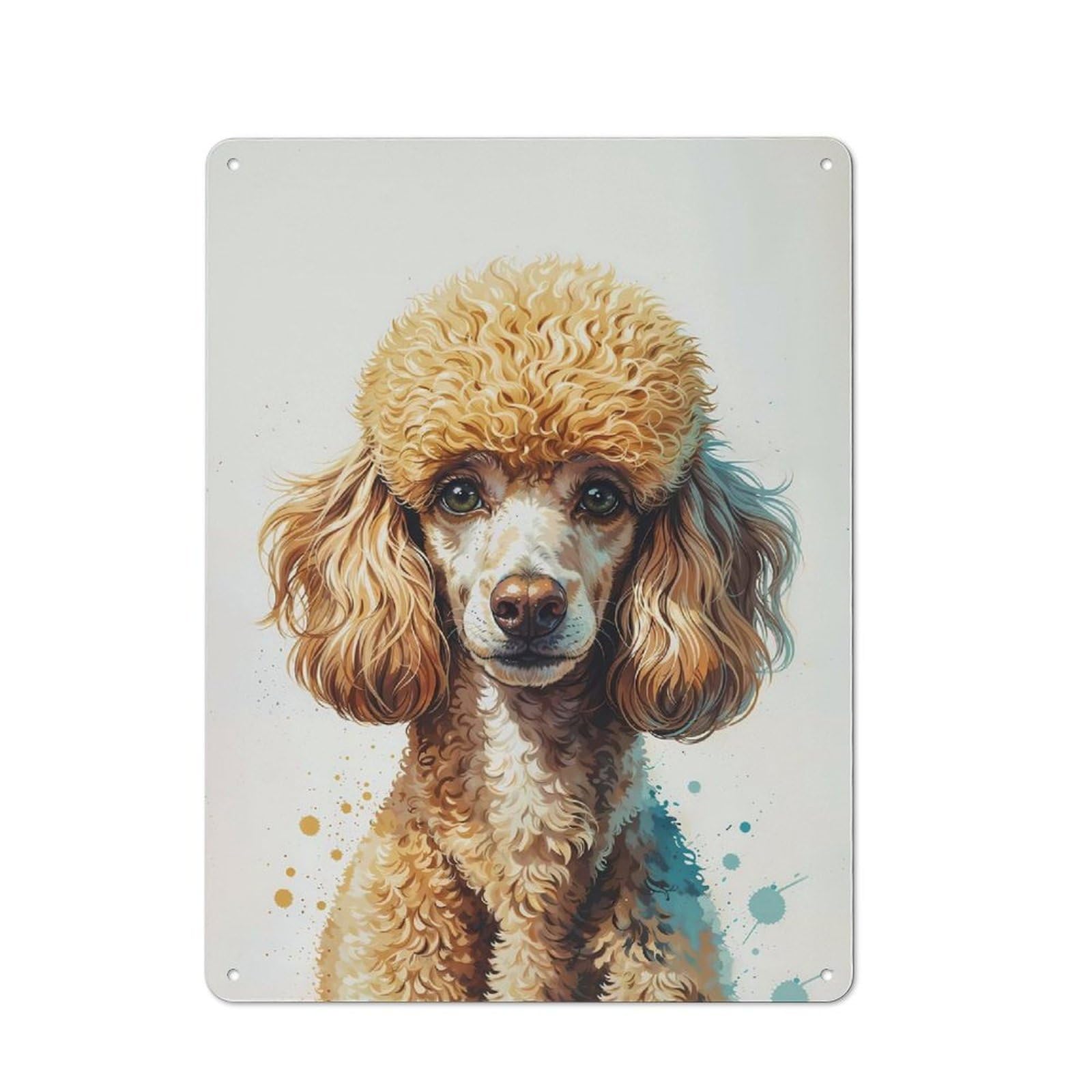 Elegant Poodle Portrait with Watercolor Accents Decorative Metal Wall Decor 40x30cm, Vintage Metal Sign for Hallway, Home Bar, Garage Or Study