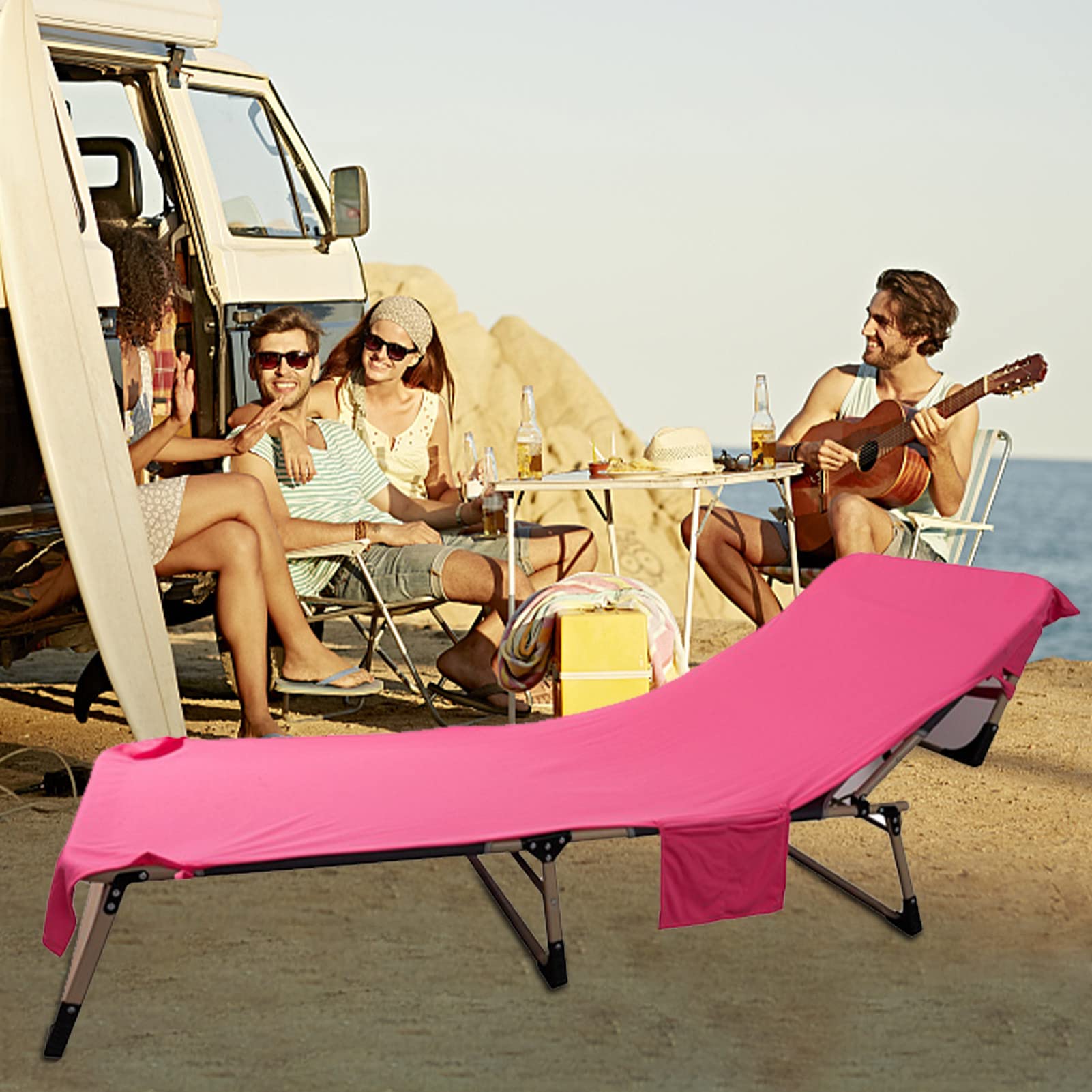 Handtücher für Sonnenliegen – Strand-Sonnenliegen-Handtücher, Strandtücher für Liegen, weiches Mikrofaser-Kühlhandtuch mit Taschen, Strandkorb-Abdeckung für Garten, Hotel, Liegestühle, Terrassenstüh