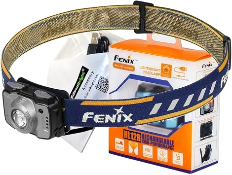 Fenix HL12R USB القابلة لإعادة الشحن 400 التجويف كري الصمام كشافات مع اديسونبرايت USB شحن كابل رمادي