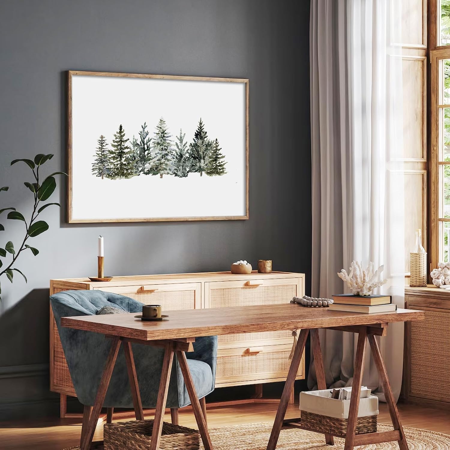 JarThenaAMCS Winter Canvas Wall Art Prints Wall Decor Watercolor Christmas Snowy Pine Trees Art Poster for Gallery Living Room Bedroom Decoration (UNFRAMED 11 x 14 Inch) image 5