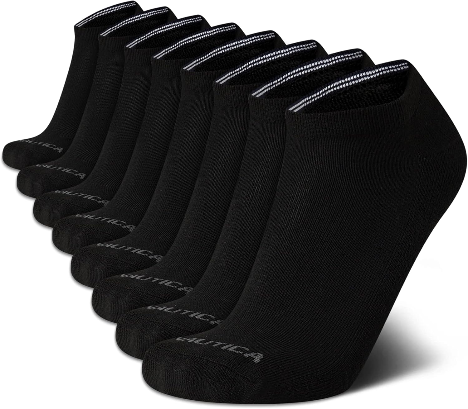 Nautica Mens Low Cut Socks - 8 Pack Soft Stretch Cushioned Athletic Ankle Socks for Men for Sports and Running (Size 6-12.5)