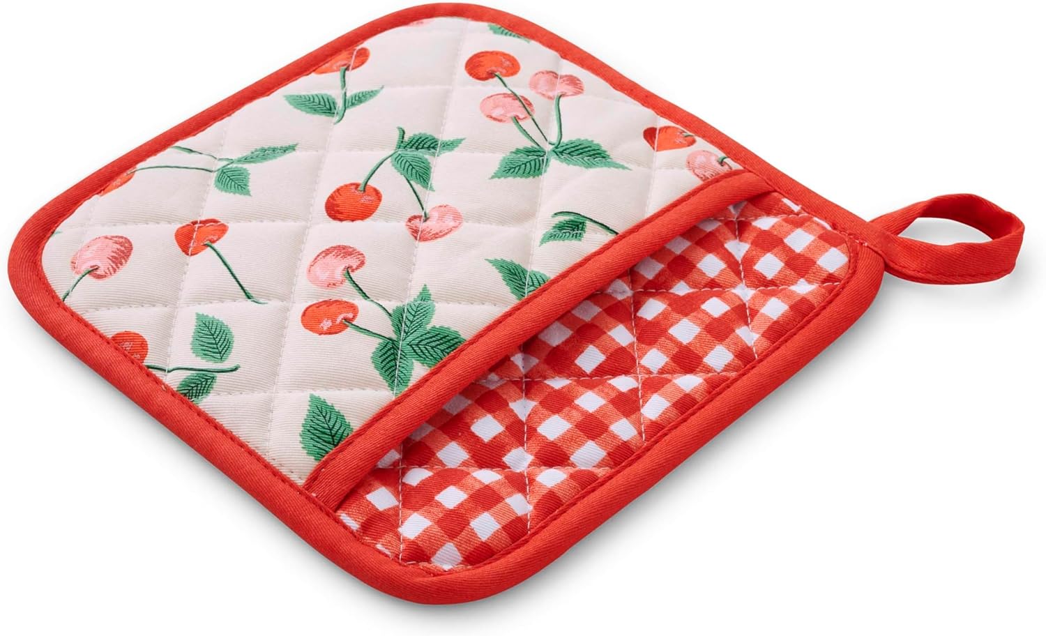 RIFLE PAPER CO. Set of 2 Pot Holders | Home Chef's can Protects Your Hands with Oven Mitts | Heat Resistant - Add a Delightful Touch to Your Culinary Space | Cherrie Pattern