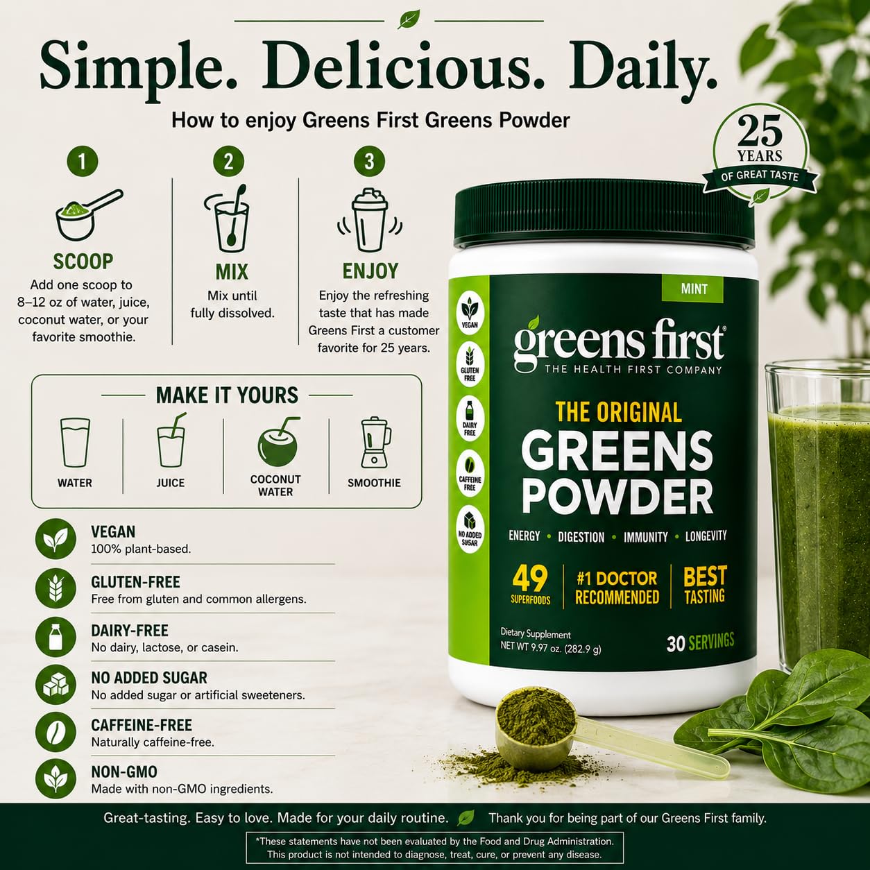 Greens First Original Greens Powder, Mint, 30 Servings — Amazon image 6