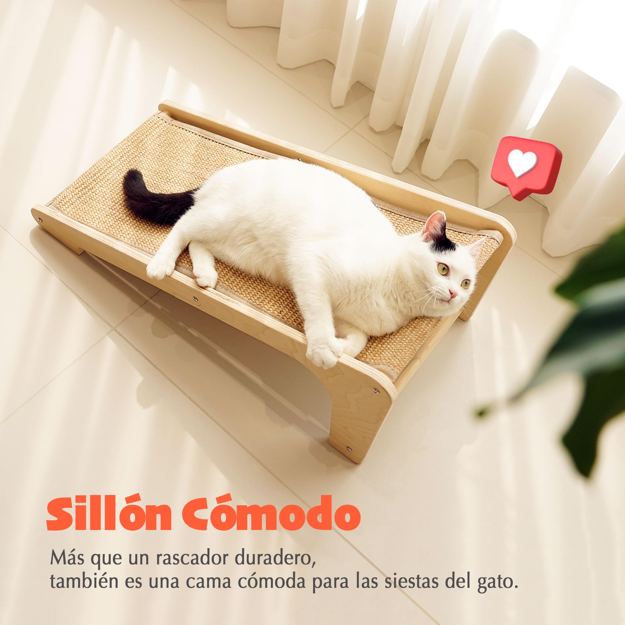 PETKARAY Rascador para Gatos de Sisal con Forma de L y Doble Uso, Poste Rascador de Sisal Natural de 64 cm, Protector de Muebles con Catnip, Diseño Clásico