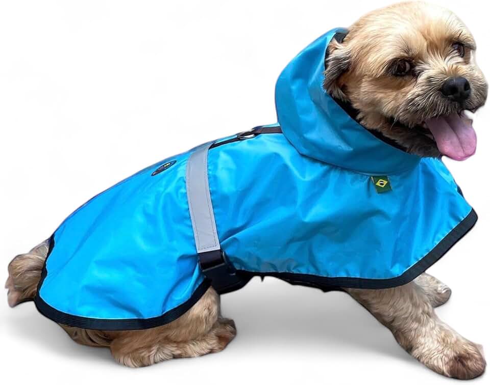 WAY PET Capa de Chuva Refletiva para Cachorros, 100% Nylon, Ajustável, com Capuz, Roupas de Chuva para Cães, Segurança e Conforto para Cachorros (Pequeno, MACHO)
