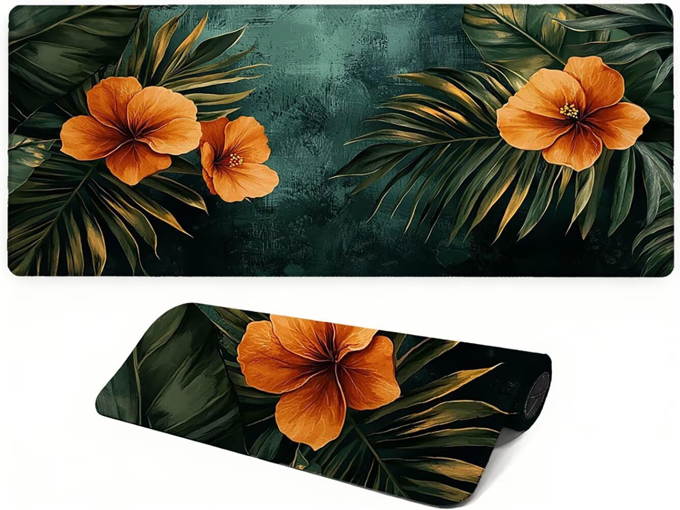 YF-3318 Podkładka pod mysz XXL, 1600 x 800 x 3 mm, kwiaty, bardzo duża podkładka pod mysz, antypoślizgowa, gumowa podstawa, niebieska, duża podkładka na biurko, nadaje się do prania, precyzyjna i