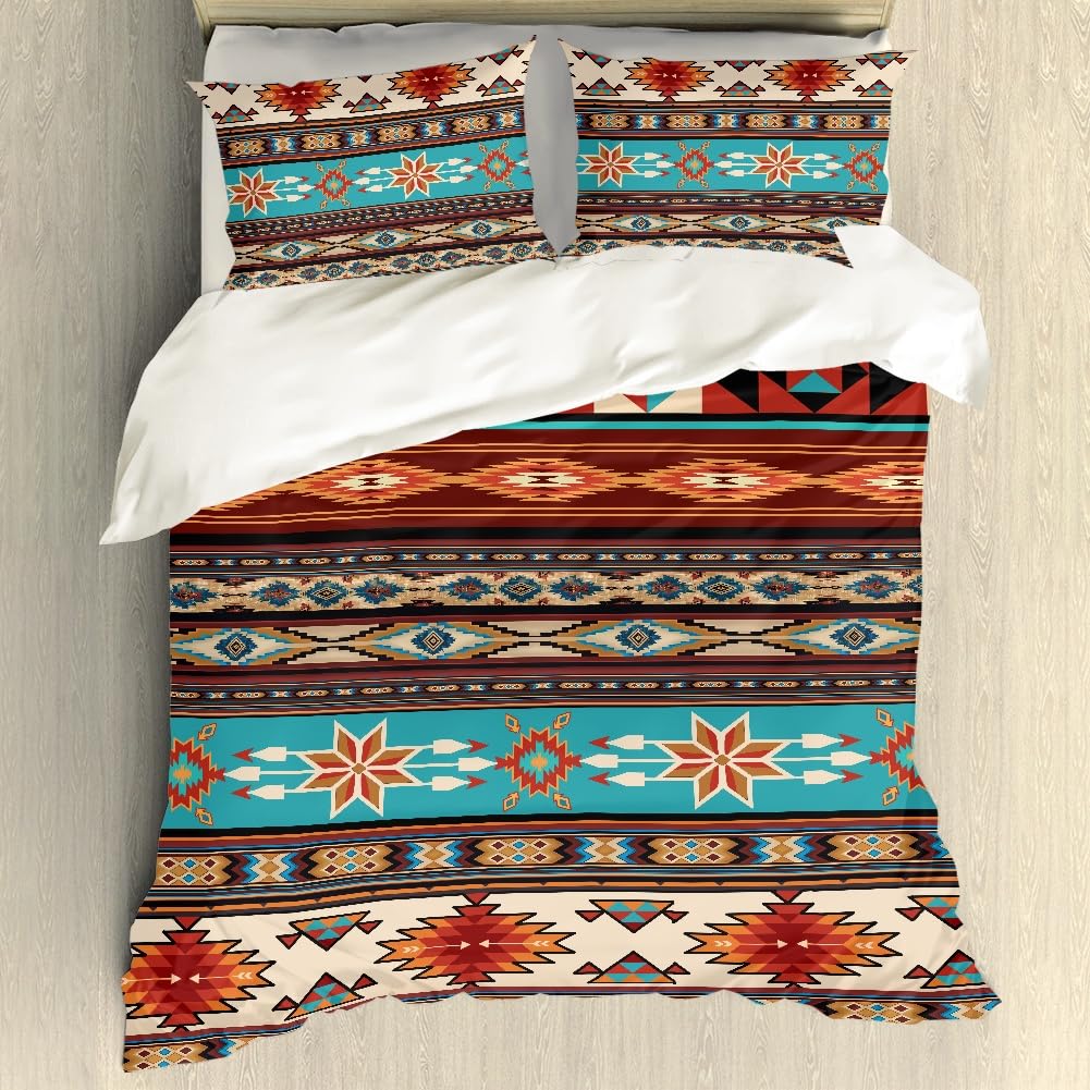 ZFRXIGN Southwester Bedding Sets for Women Men Duvet Cover Native American Indian Style Comforter Quilt Covers Twin 1 Duvet Cover 2 Pillowcases (King, Tribal Aztec)
