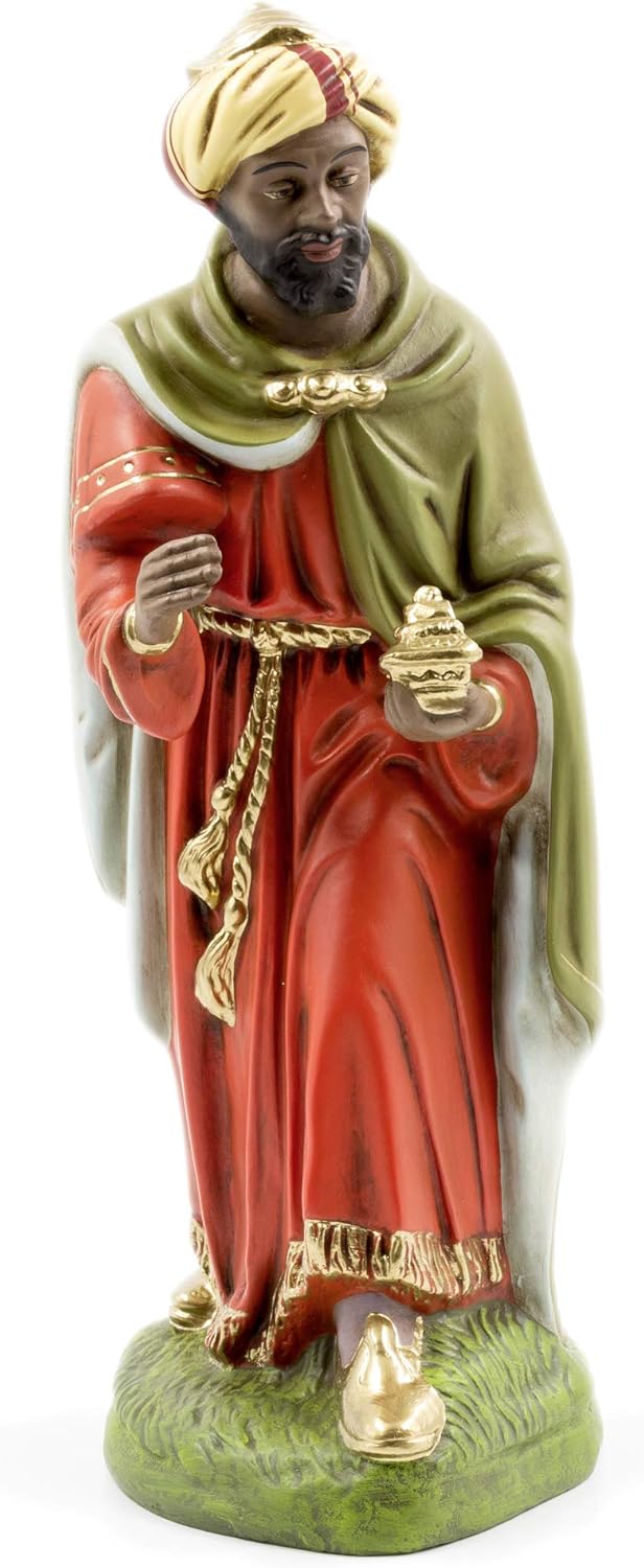 MAROLIN Nativity Set, 12 pcs, to 4.5 in. Figures with Infant Jesus Lying in Wooden Crib