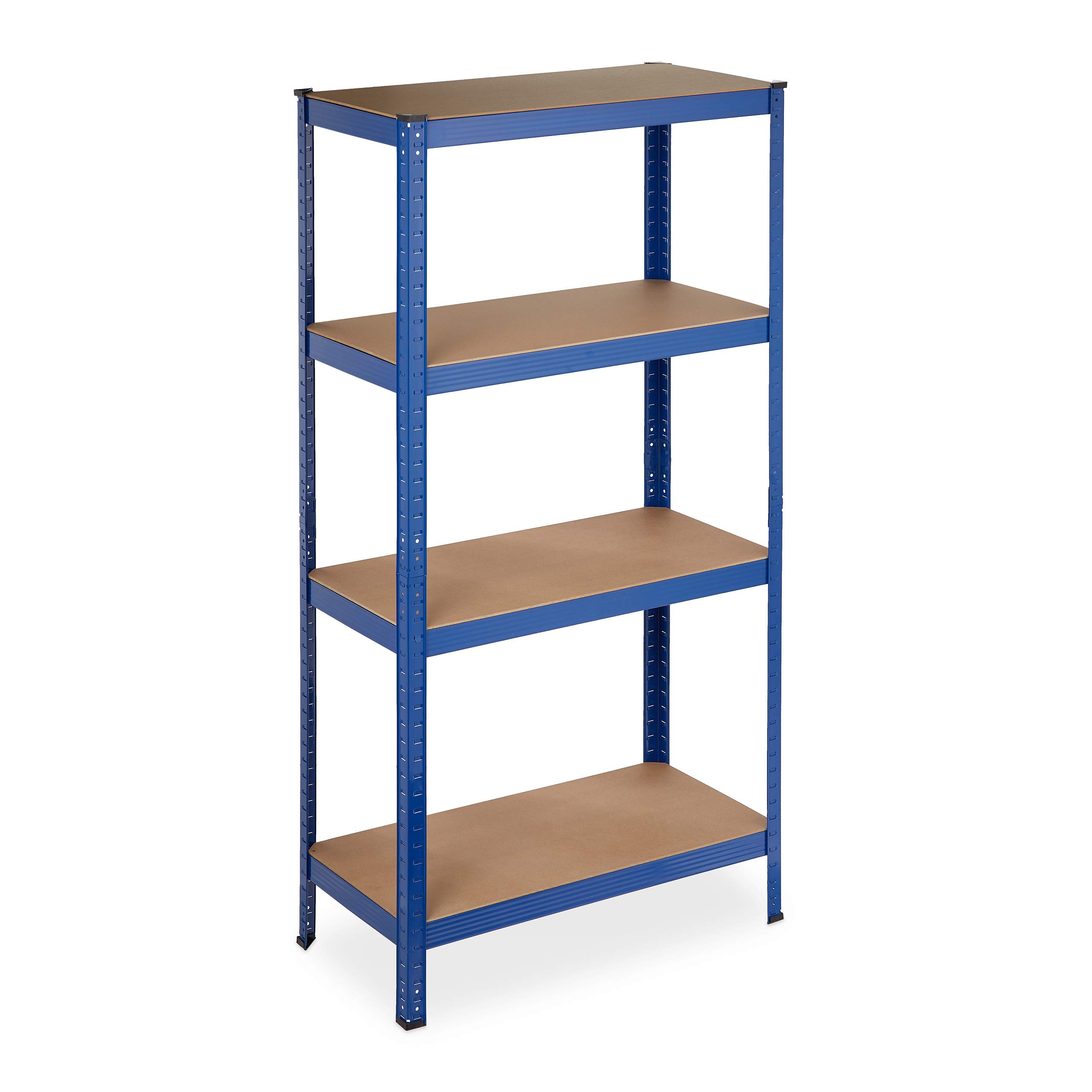 Relaxdays Schwerlastregal, 4 Ebenen, HBT 157 x 80 x 41 cm, 280 kg Tragkraft, Metall, Lagerregal für Keller, Garage, blau