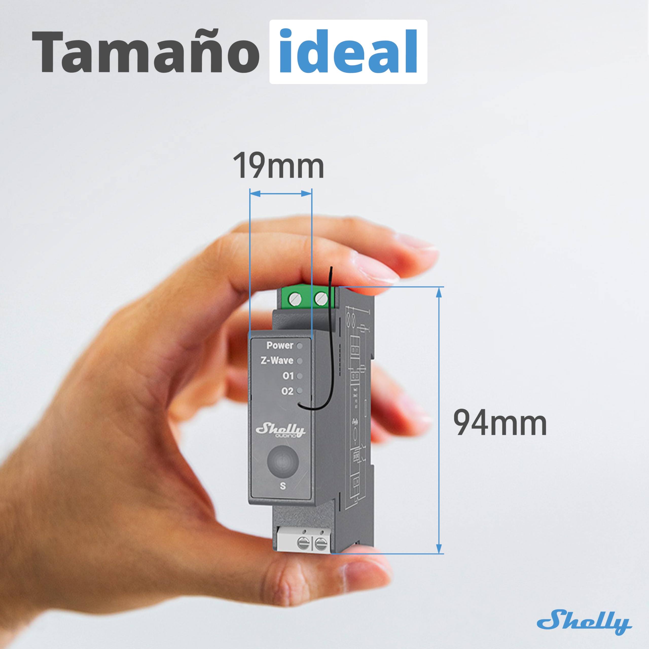 Shelly Wave Pro 2- Interruptor Profesional | 2 Canales | En Carril DIN | Z-Wave Serie 800 Inteligente | Con Contactos Libres De Potencial | Automatización Del Hogar | Repetidor Red Extendida