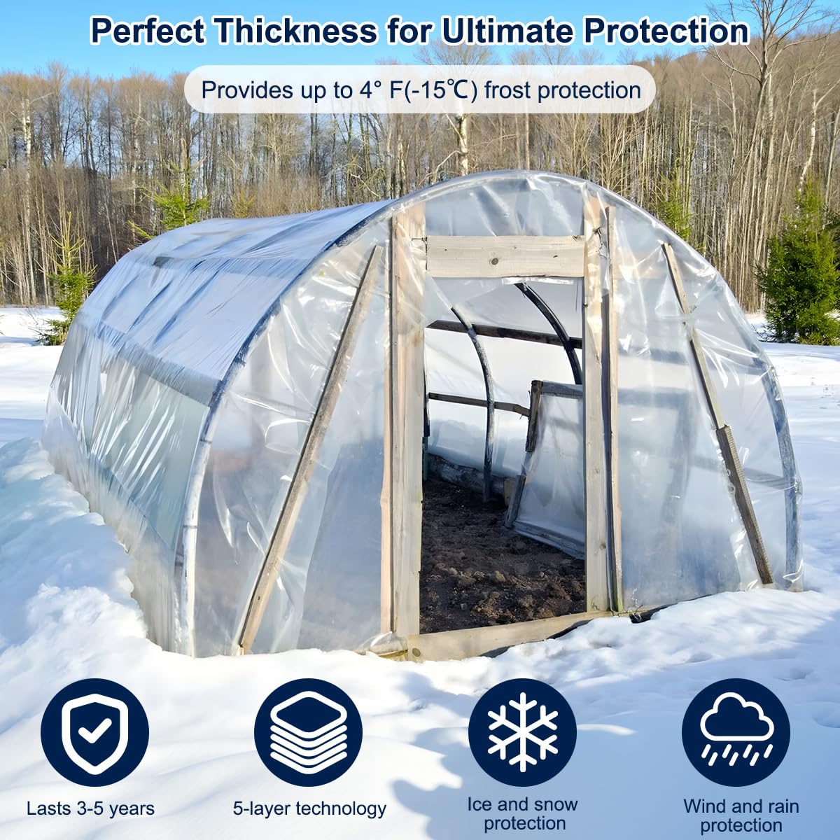 Lámina de plástico para invernadero, 10 x 30 pies, 6 mm, cubierta de plástico resistente a los rayos UV, película transparente para invernadero para granja, jardín, guardería, Henhouse