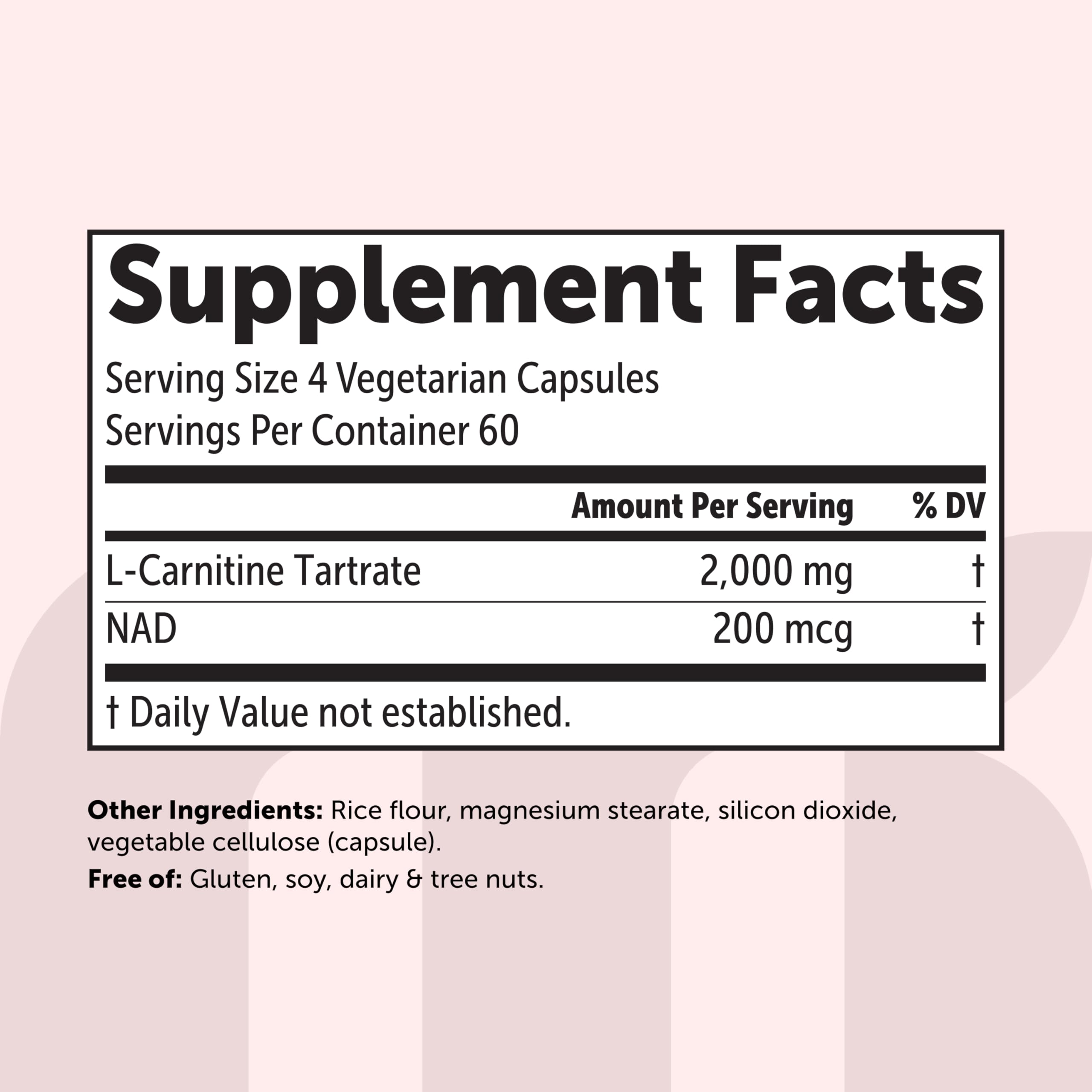 Micro Ingredients L-Carnitine Tartrate 2,000 mg, 240 Vegetarian Capsules | L-Carnitine Supplement with NAD+ | Non-GMO, Gluten Free — Amazon image 2
