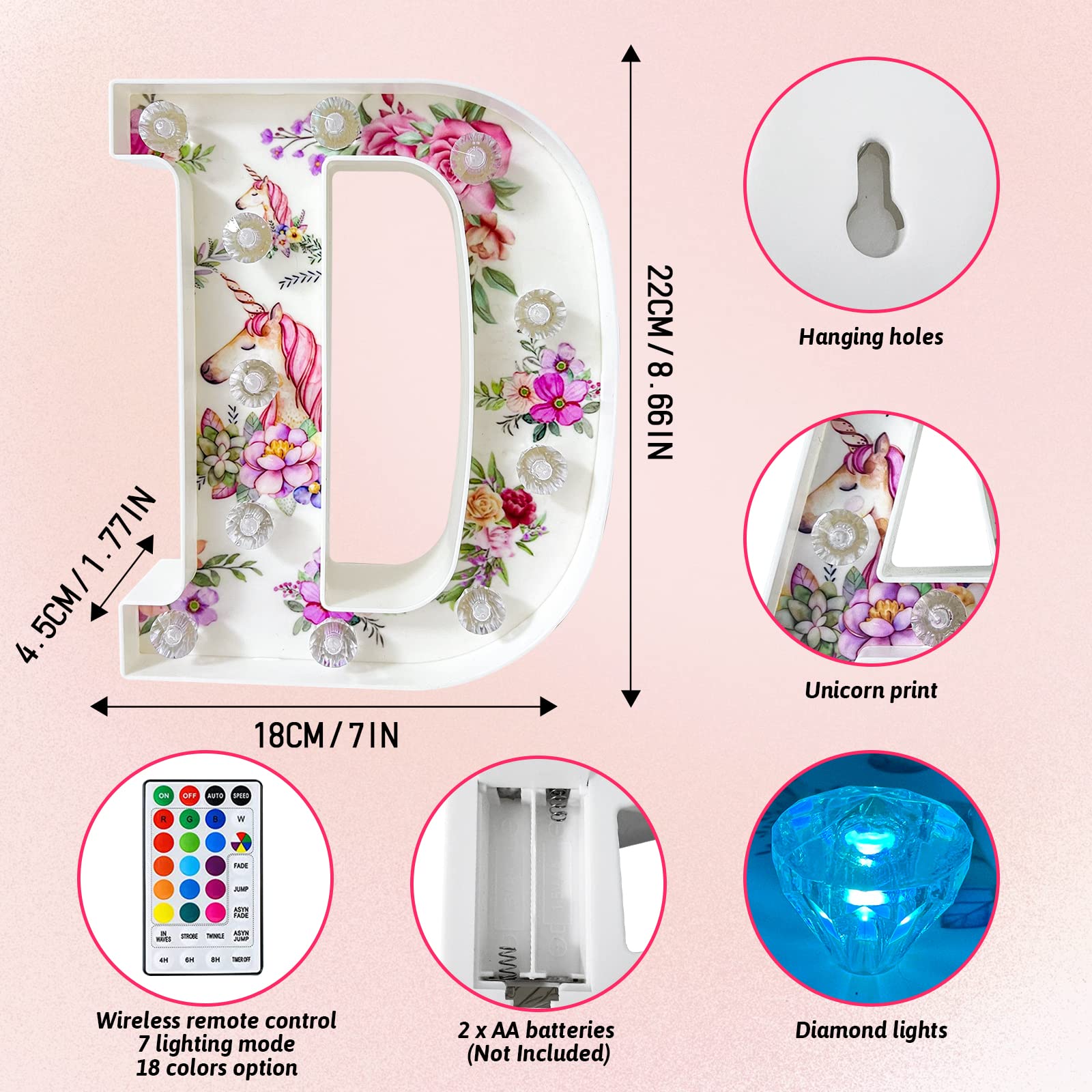 Lettres Lumineuses À Del, 18 Couleurs Changeantes En Forme De Licorne Cadeau Licorne Pour Filles Et Femmes Decorations De Fete D Anniversaire Veilleuse Noel Saint Valentin Decoration De Table