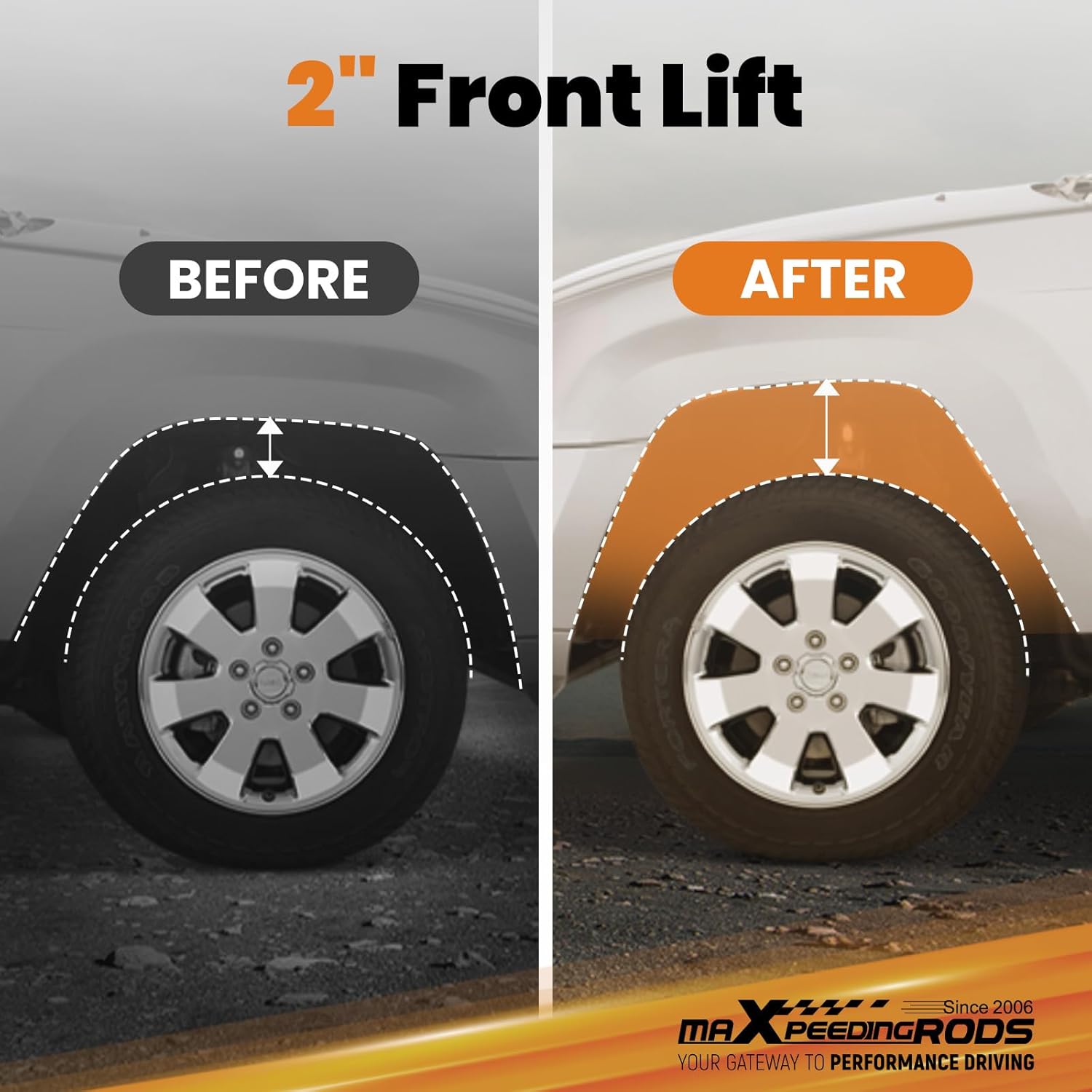 maXpeedingrods 2" Front Leveling Kit for Ford F150 4WD 2WD 2004-2023, Aluminum Front Strut Spacer, Suspension Leveling Lift Kit