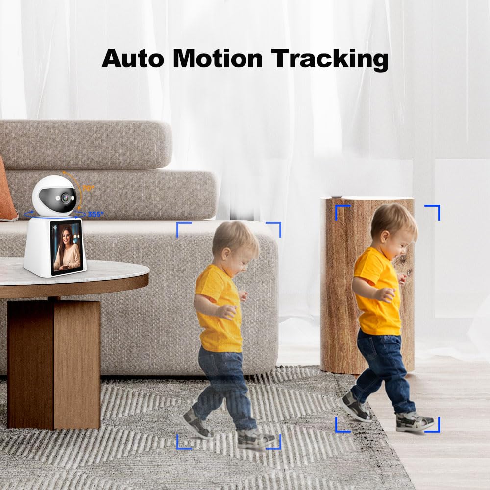 SRIHOME PTZ Surveillance Camera, 1080P FHD, con schermo da 2,8 pollici, videochiamate bidirezionali e chiamate vocaliRilevamento umanoide, Night Vision, monitoraggio remoto, uso interno