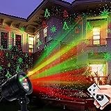 Christmas Projector Lights Outdoor, Led Christmas Laser Lights Landscape Spotlight Red and Green Star Show with Rf Wireless Remote Christmas Decorative for Outdoor Garden Patio Xmas Holiday Party Christmas Pattern
