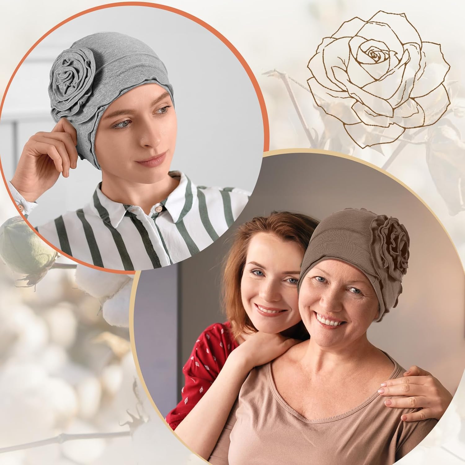 JenPen 6 Pcs Cotton Chemo Turban Headwear Beanie for Women Soft Cancer Head Scarf Hats Elastic Covers Cap for Hair Loss - Image 5