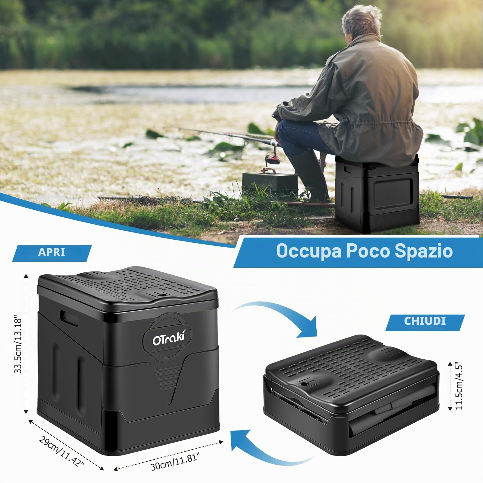 OTraki WC Portatile Adulti, Gabinetto Portatile Adulti Pieghevole, WC da Campeggio, Toilette Portatile da Esterno/Camper