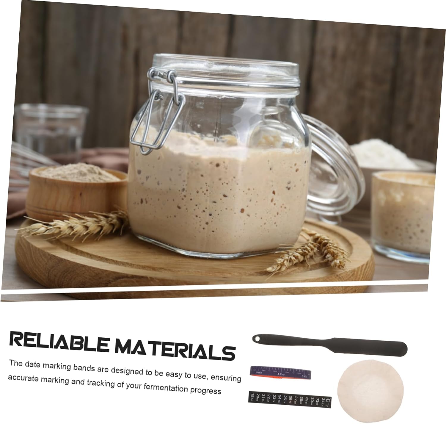 COLLBATH Fermentation Tank Accessories Instant Read Thermometer Sourdough Jar Kit Jar Cloth Cover