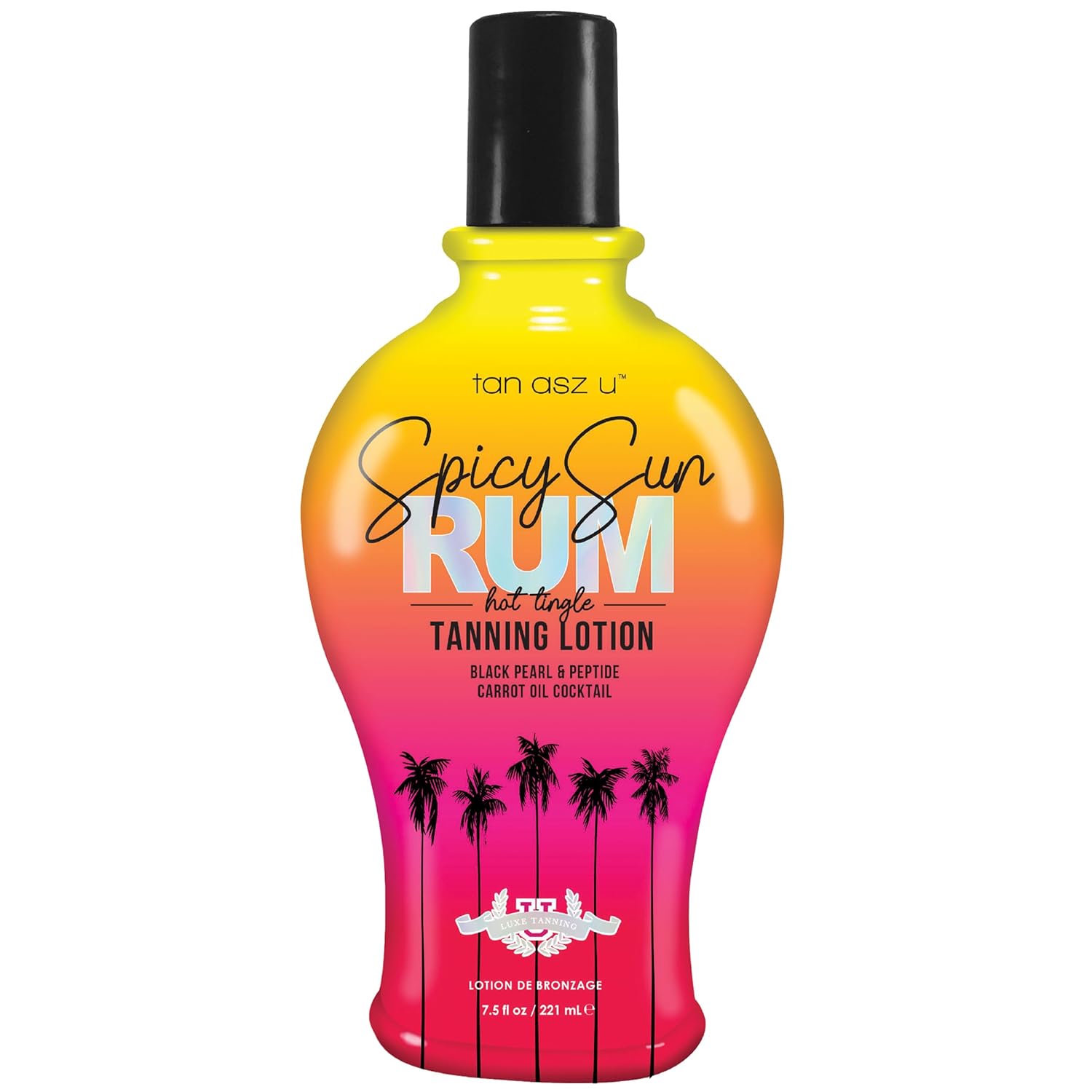 Tan Asz U Spicy Sun Rum Hot Tingle Tanning Lotion, Tattoo Enhancing Tiger Grass Tanning Accelerator with Black Pearl & Peptide Carrot Oil Cocktail, 7.5 Fl Oz