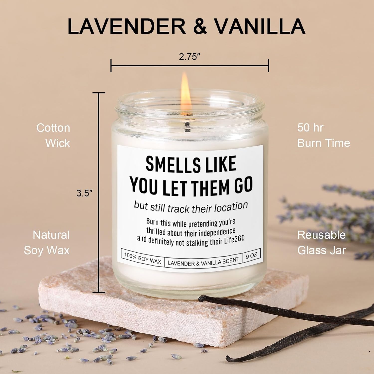 Funny Letting Go Candle for College Freshman Mom, Dorm Drop Off Gifts for Mom Sending Kid to College, Empty Nester Gifts for Couples, Parents, Moms, Dads, Sarcastic Presents
