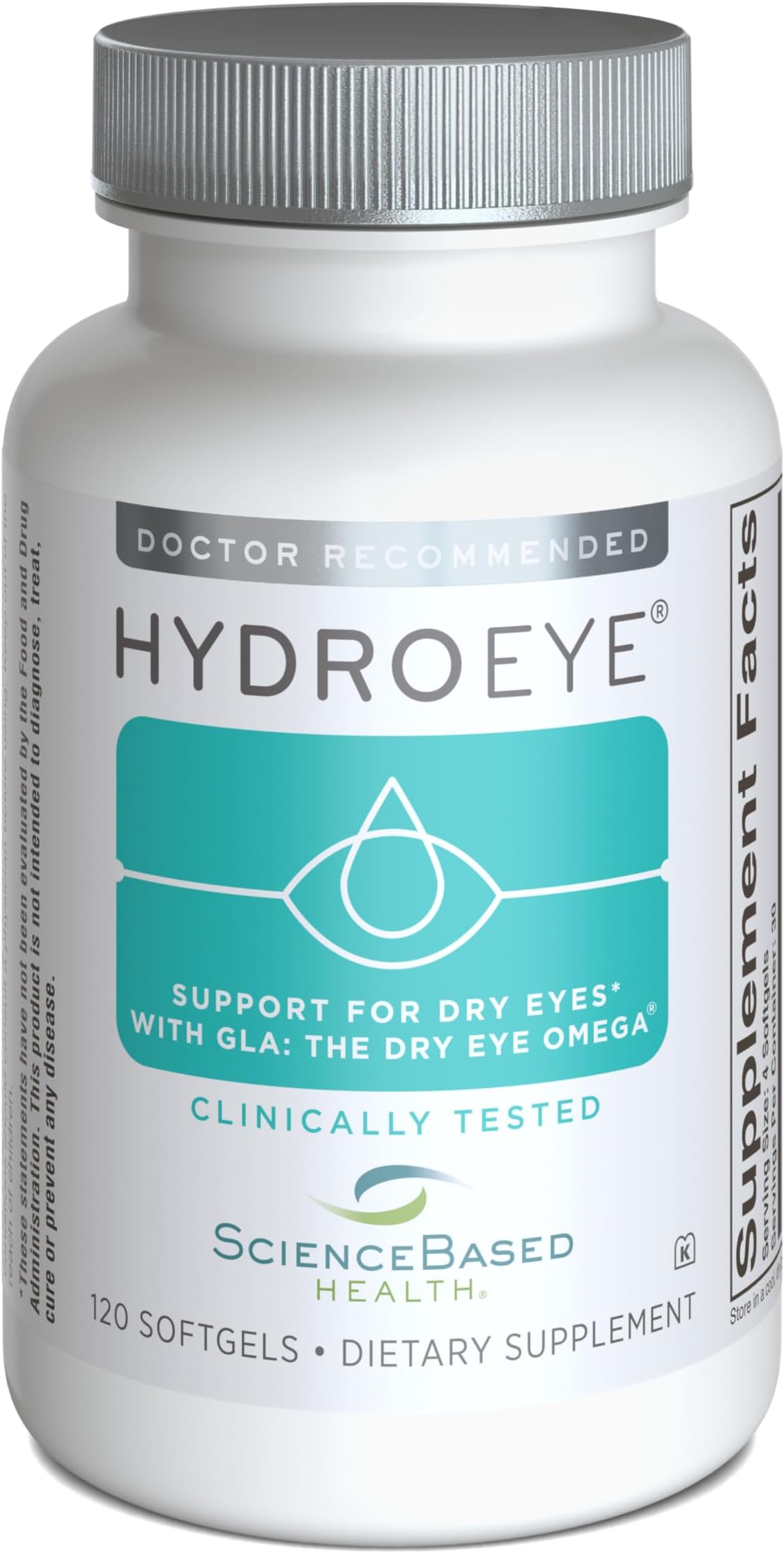 ScienceBased Health HydroEye Dry Eye Supplement – Clinically Tested Formula with GLA & Omega-3 – Supports a Healthy Tear Film for Lasting Eye Comfort – 120 Softgels