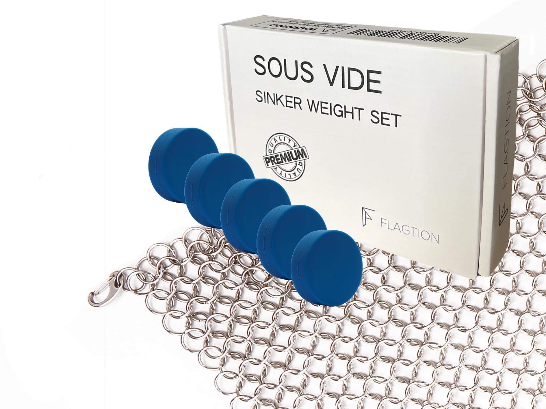 Sous Vide Accessory Set - Includes 1lb Food Grade Stainless Steel Sous Vide Mesh Net & 5 Silicone Coated Magnets (Total Weight: 1.5lbs), Sous Vide Accessory Kit to Avoid Undercooked Food