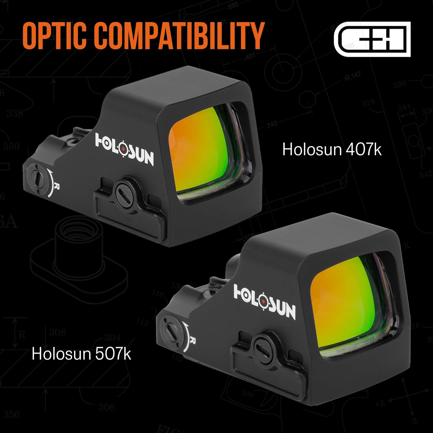 C+H Red Dot Mounting Plate for Glock 43X/48 MOS and Holosun 407K/507K | Made in the USA