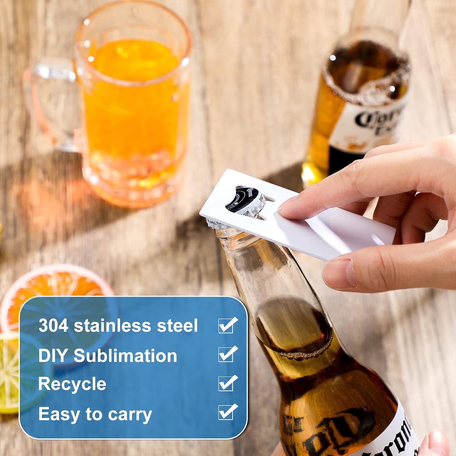 Didaey 6 Pcs Sublimation Bottle Opener Blanks Credit Card Bottle Metal Stainless Steel Wallet Beer Opener for Christmas Wedding Father's Day Gifts Bar Kitchen Restaurant, White 2. 09 x 3. 35 Inch