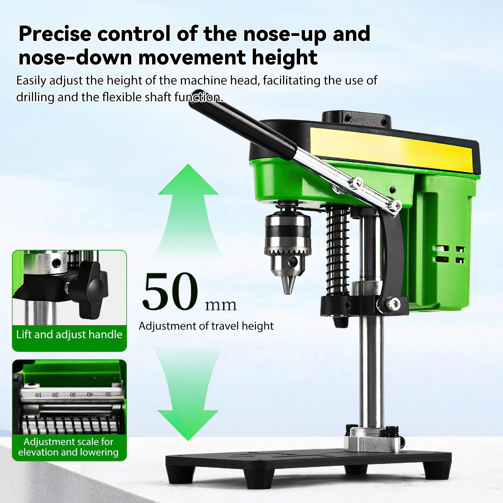 Taladro de Banco Eléctrico Ajustable 7 Velocidades 2800 RPM Taladro de Prensa Vertical para Metal Madera