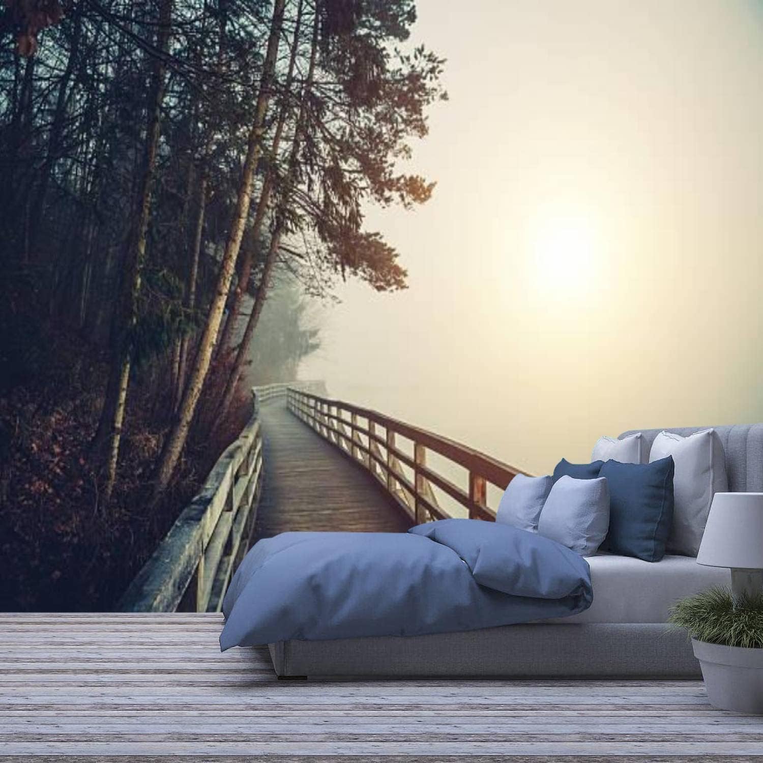 Papier peint 3D montagne amovible et repositionnable sans colle