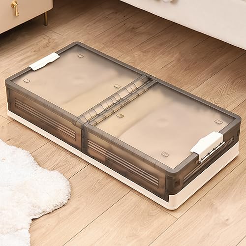 ZLLZUU Contenedores de almacenamiento debajo de la cama, contenedores de almacenamiento de plástico debajo de la cama con ruedas, cajones apilables