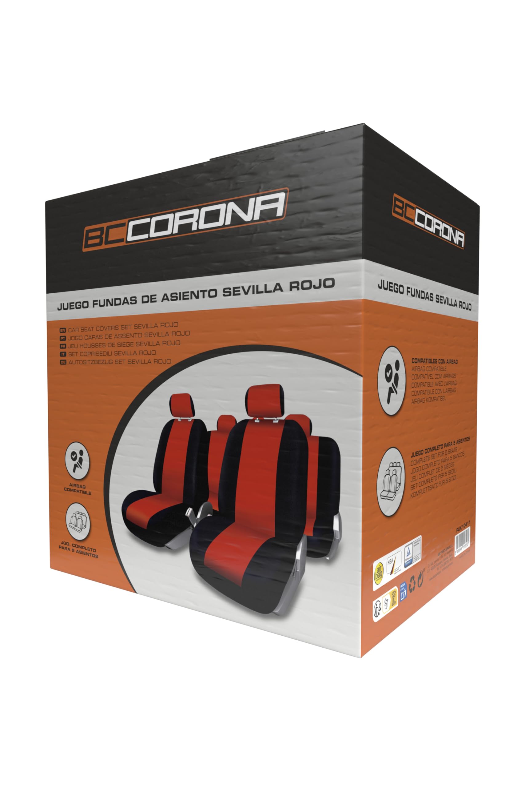 BC Corona FUK10411 Sevilla Juego de Fundas, Color Rojo