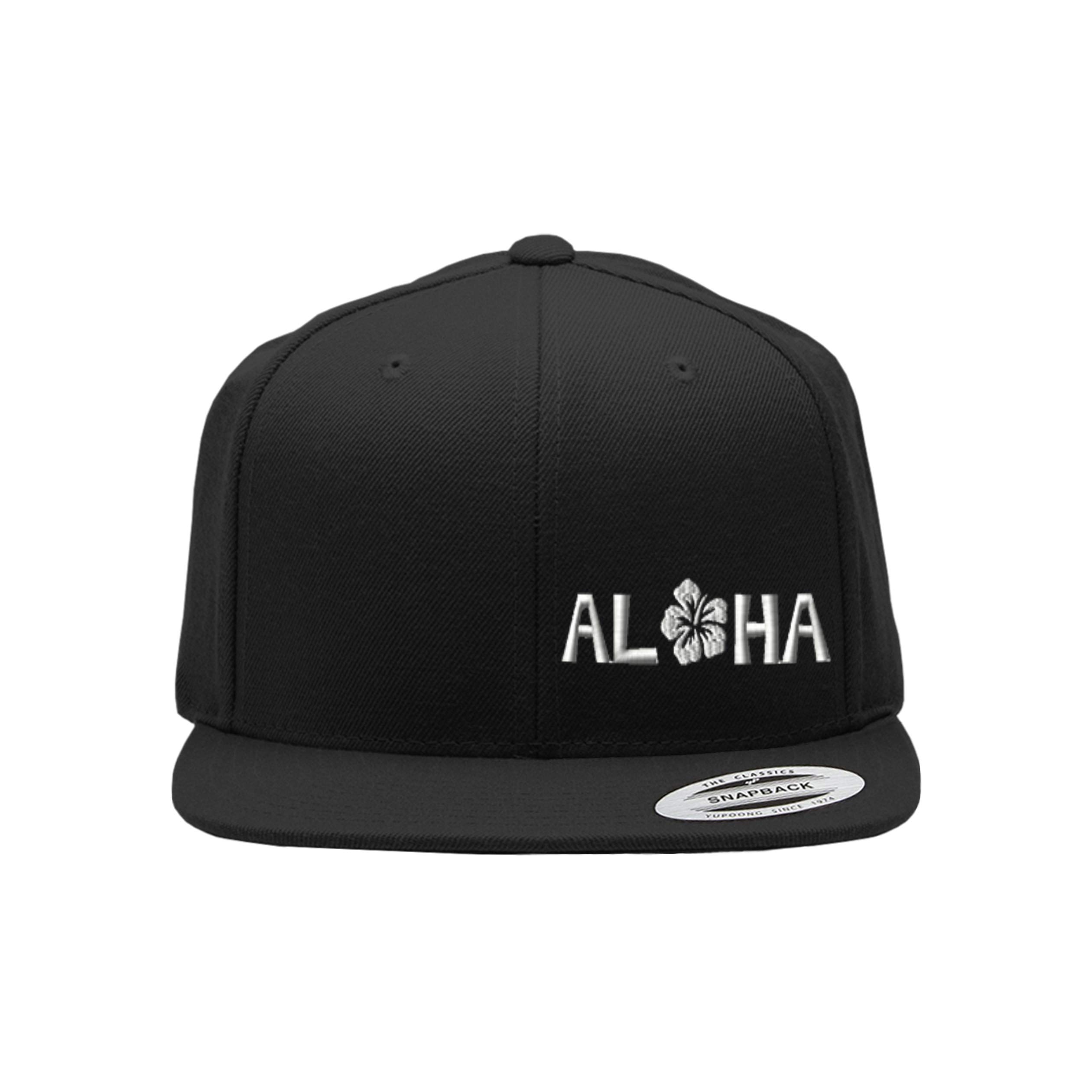 Speedy ProsSnapback Flat Bill Left Side Panel Aloha Sky White Hibiscus Embroidery Acrylic
