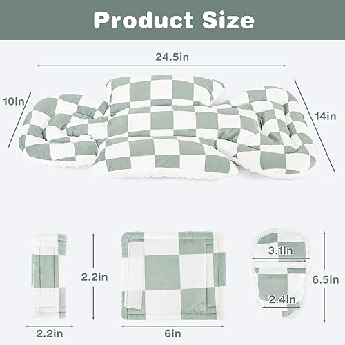 Miniatura 3 de DILIMI Inserto de asiento de automóvil para bebé, soporte para la cabeza del asiento de automóvil con 3 almohadillas de correa, cojín suave