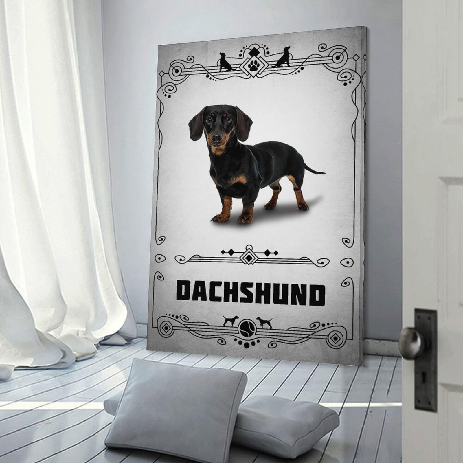 Junmoney Canvas Wall Decor Dachshund, 24x36inch(60x90cm), for Bedroom Decor, Cosy Corners Or Studios, Decorative Wall Art for Cosy Rooms