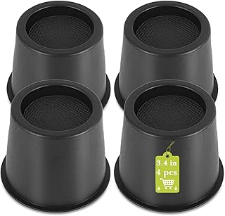 4 Pack Furniture Risers 4 Inch, Bed Risers Heavy Duty for Table Desk Couch Chair Sofa Cabinet Bed Frame Dorm, Round Table Leg Risers Lift Height 3.4", Black