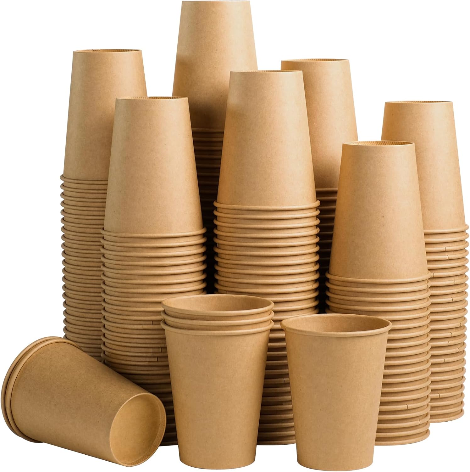 180 Pack 12 OZ Paper Cups, Brown Kraft Disposable Paper Coffee Cups 12 oz, Unbleached Paper Cups for Hot/Cold Beverage Party, Picnic, Travel, and Events. 12OZ-180PACK