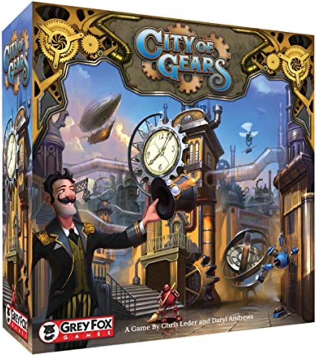 Grey Fox Games: City of Gears, Strategy Board Game, Over 20 Plus Tiles to Build Your city, 45 to 60 Minute Play Time, 2 to 6 Players, For Ages 10 and up