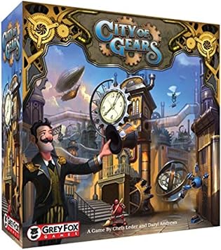 Grey Fox Games City of Gears, Strategy Board Game, Over 20 Plus Tiles to Build Your city, 45 to 60 Minute Play Time, 2 to 6 Players, For Ages 10 and up