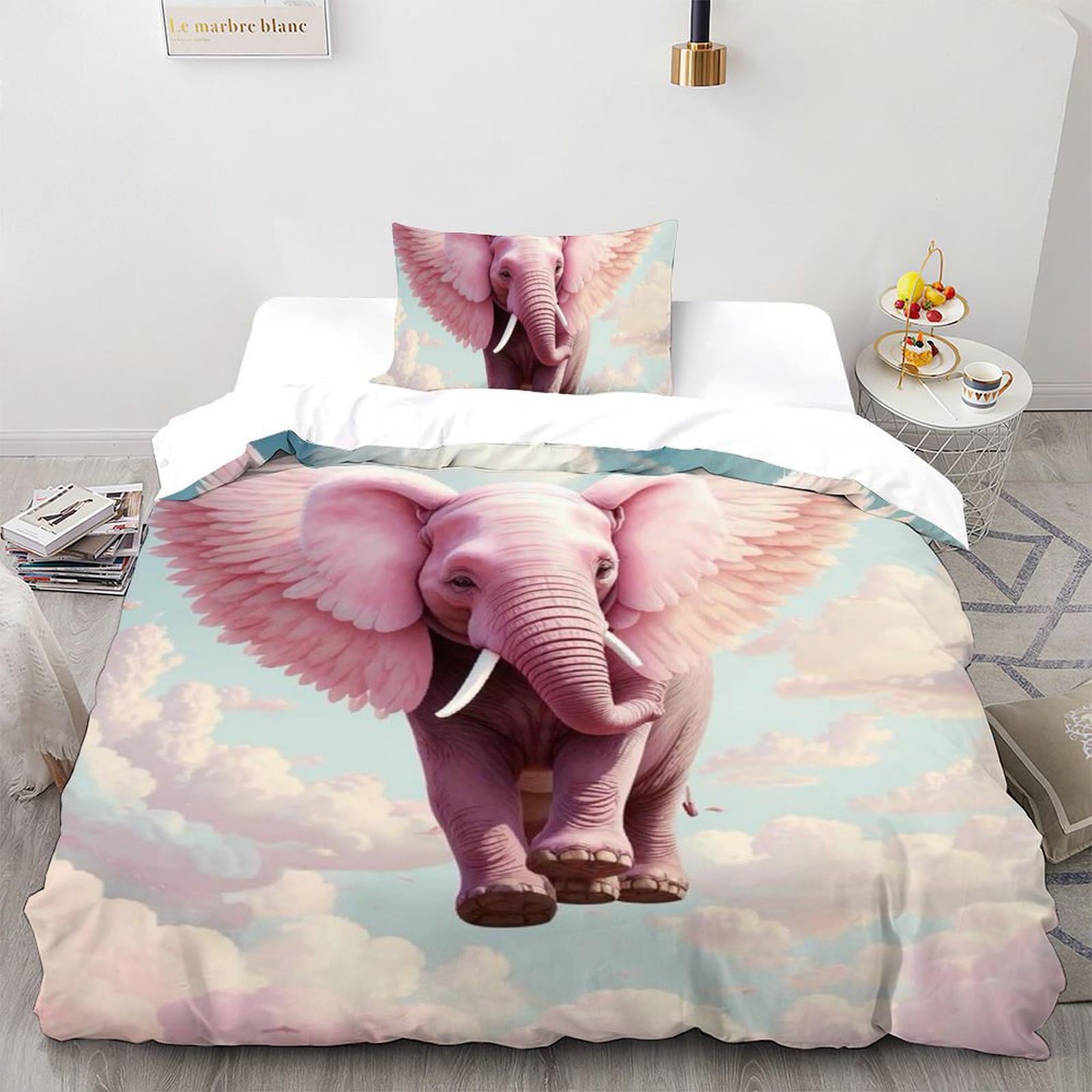 Housse de couette microfibre animaux 135x200 évite les plis et repassage