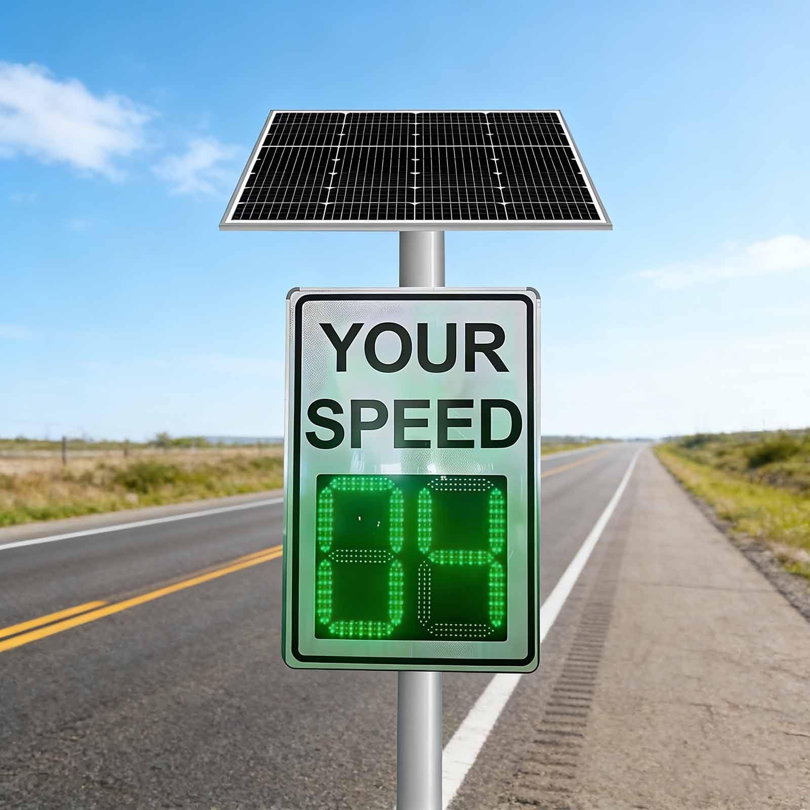 Señal de Radar de Límite de Velocidad con Energía Solar de 60 x 90 cm (23,6 x 35,4 Pulgadas), Señal de Retroalimentación de Radar de Velocidad, Detector de Velocidad Digital para Calles